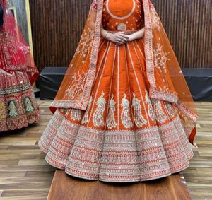 Orange Embroidered Lehenga Choli