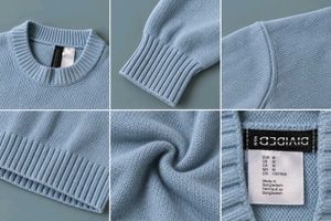 POWDER BLUE CROPPED CREW NECK KNIT SWEATER