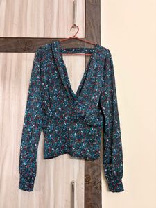 Stylish Floral Print V-Neck Top