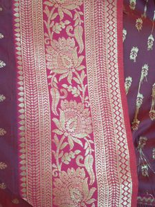Elegant Burgundy Saree with Golden Weave