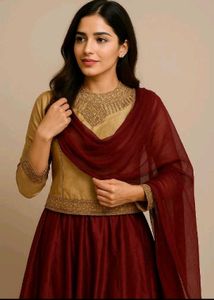 Elegant Maroon & Gold Embroidered Lehenga Choli Se