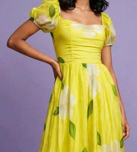 Vibrant Yellow Floral Maxi Dress