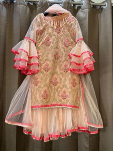 3 Piece Garara Suit Set In Frill Sleeves