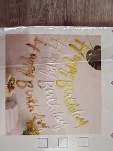 Party props- Golden Happy Birthday banner &amp; more.