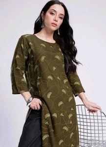 Stylish Olive Green Kurta with Subtle Print