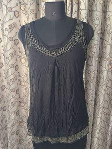 Black Embellished Sleeveless Top