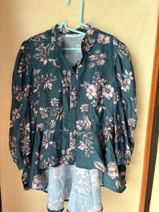 Chic Floral Print Peplum Top