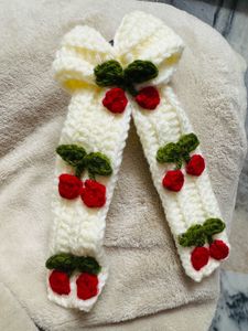 Crocheted Cherry Hair Bow Clip