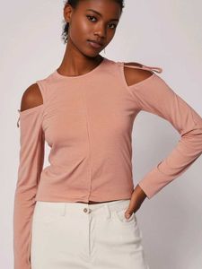 Cute Peach Cold Shoulder Top