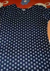 Stylish Blue Printed Kurta with White Palazzos