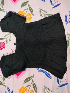 Black Square Neck Eyelet Top
