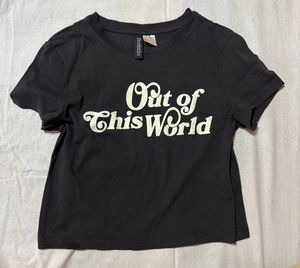 Black "Out of This World" H&M Crop Top