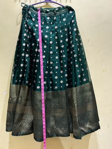Organza Green Colour Half Saree