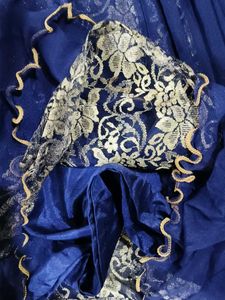 Royal Blue Embroidered Anarkali Gown with Dupatta