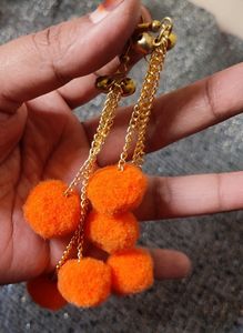 Pom Pom Long Earrings