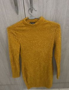Mustard Fuzzy Bodycon Dress