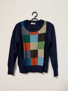 Navy Blue Patchwork Sweater
