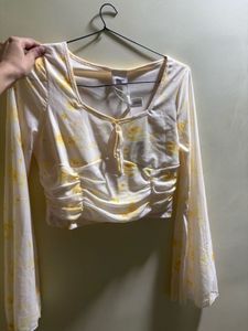 Floral Ruched Long Sleeve Top
