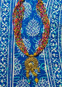 Boho Beaded Necklace with Krishna Pendant