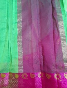 Light Green Saree with Contrast Blouse