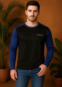 CORWOX Blue &amp; Black Full Sleeves Dry Fit T-Shirt