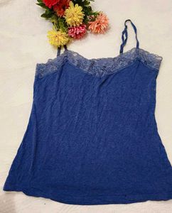 Blue Lace Trim Camisole
