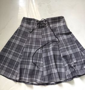 Plaid Lace-Up Mini Skirt