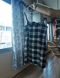 Black &amp; White Plaid Mini Dress