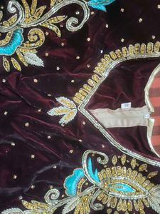 Elegant Embroidered velvet Ethnic Gown