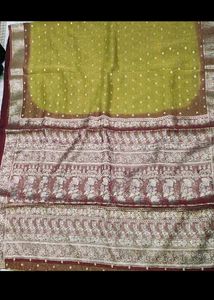 Elegant Olive Green Silk Saree