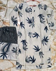 Unique Leaf Print Suit with Dupatta