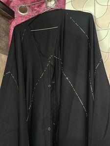 Elegant Abaya with Silver Embellishments