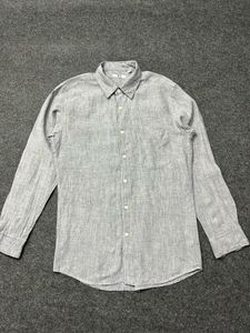 Uniqlo Light Gray Linen Long Sleeve Shirt