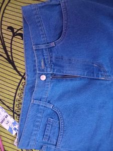Blue Wide Leg Cargo Jeans