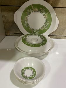 Retro Green Floral Serving Bowl Set