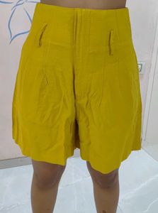 Mustard High-Waisted Shorts