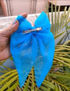 Beautiful Blue Organza Hair Bow