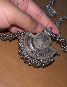 Oxidized Silver Layered Necklace Set