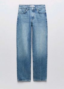 Zara Blue Wash Mid Rise Straight Leg Jeans