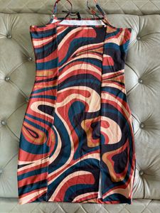Retro Swirl Print Spaghetti Strap Mini Dress