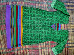 Green Printed Kurta Set