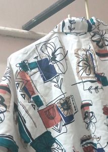 Abstract Print Button-Up Shirt
