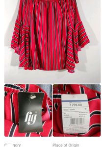 Valentine's Red ♥️ Bardot Striped Top New