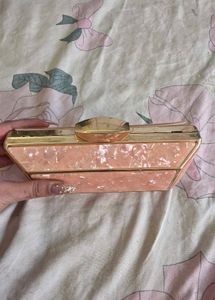 Chic Peach Marble Clutch Bag