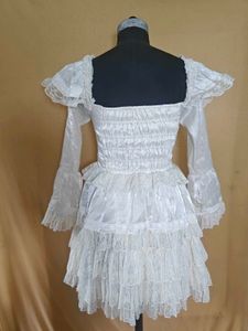 Elegant Off-Shoulder Ruffled Lace Dress
