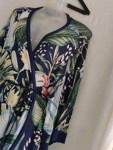 Tropical Print Wrap Robe