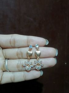Korean sparkling Heart Dangle Earrings