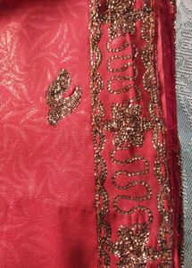 Chatpata 90's Red Saree with Embellished Border