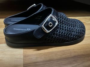 Black Woven Slip-On Clogs