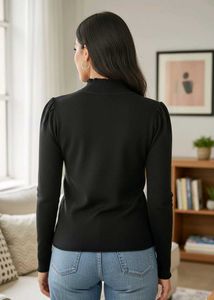 Elegant Black Woollen Top